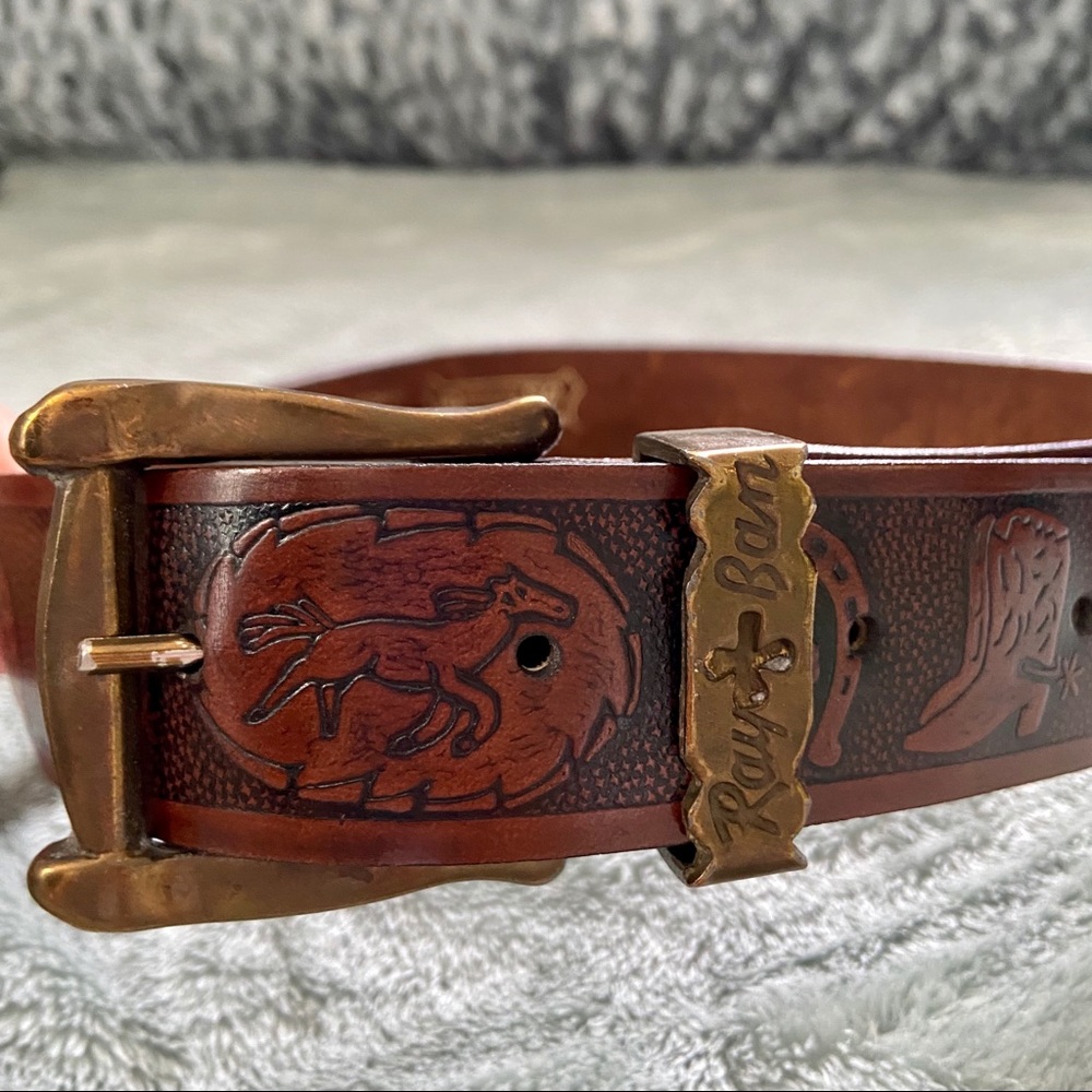 Ray-Ban Leather Belt - Made in Italy VINTAGE - Picture 4 of 9